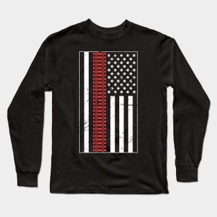 American Flag & Model Railroad Long Sleeve T-Shirt